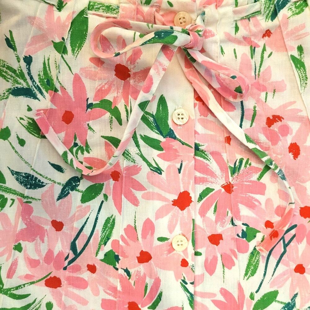 Vintage 80s Floral Coquette Pink Daisy skirt, Cottagecore, Palm Beach Prep sz S - Picture 2 of 13